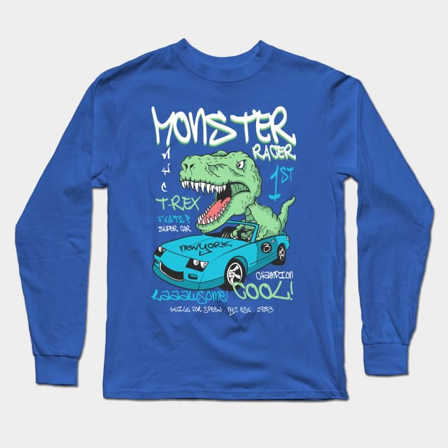 Monster Racer Trex Long Sleeve T-Shirt by TomCage